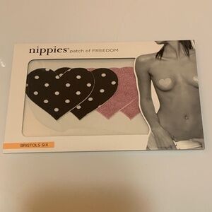 Dolls Kill Nippies Patch of Freedom Heart Pasties - Black and Pink